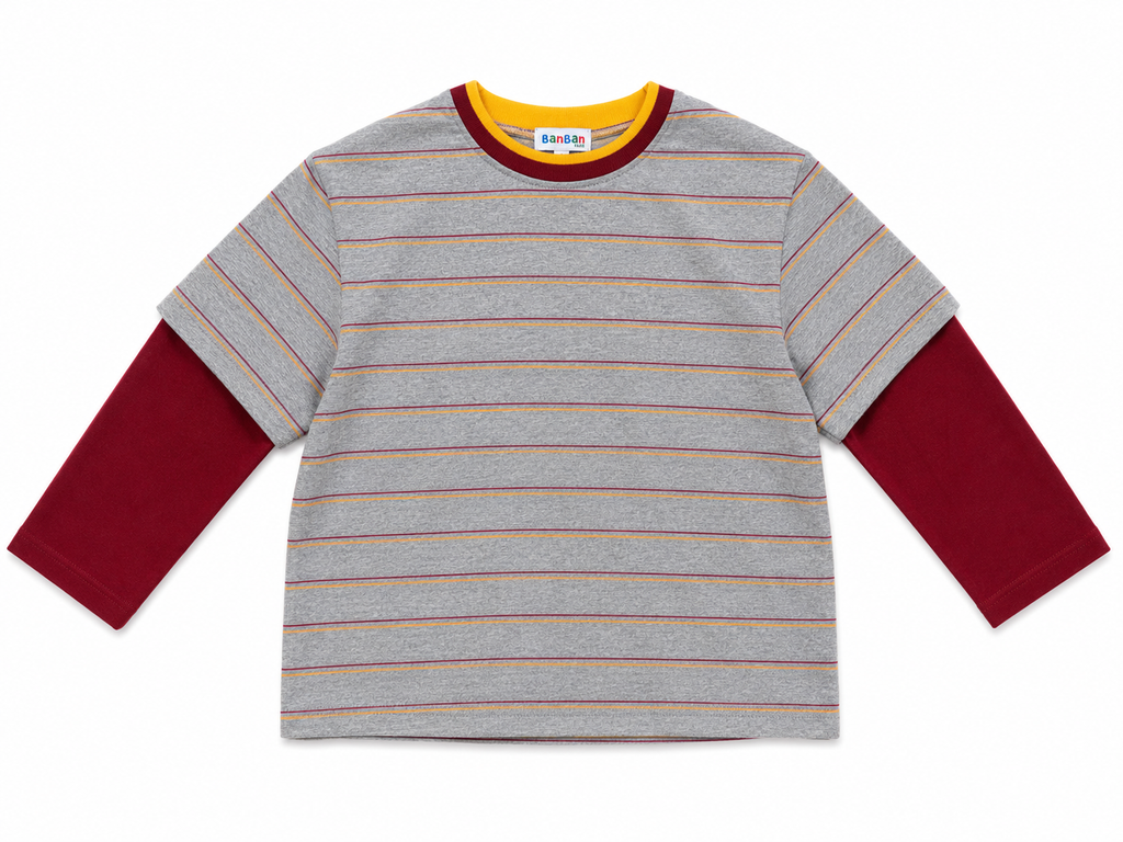 Long-Sleeved T-Shirt with Two-Piece Effect