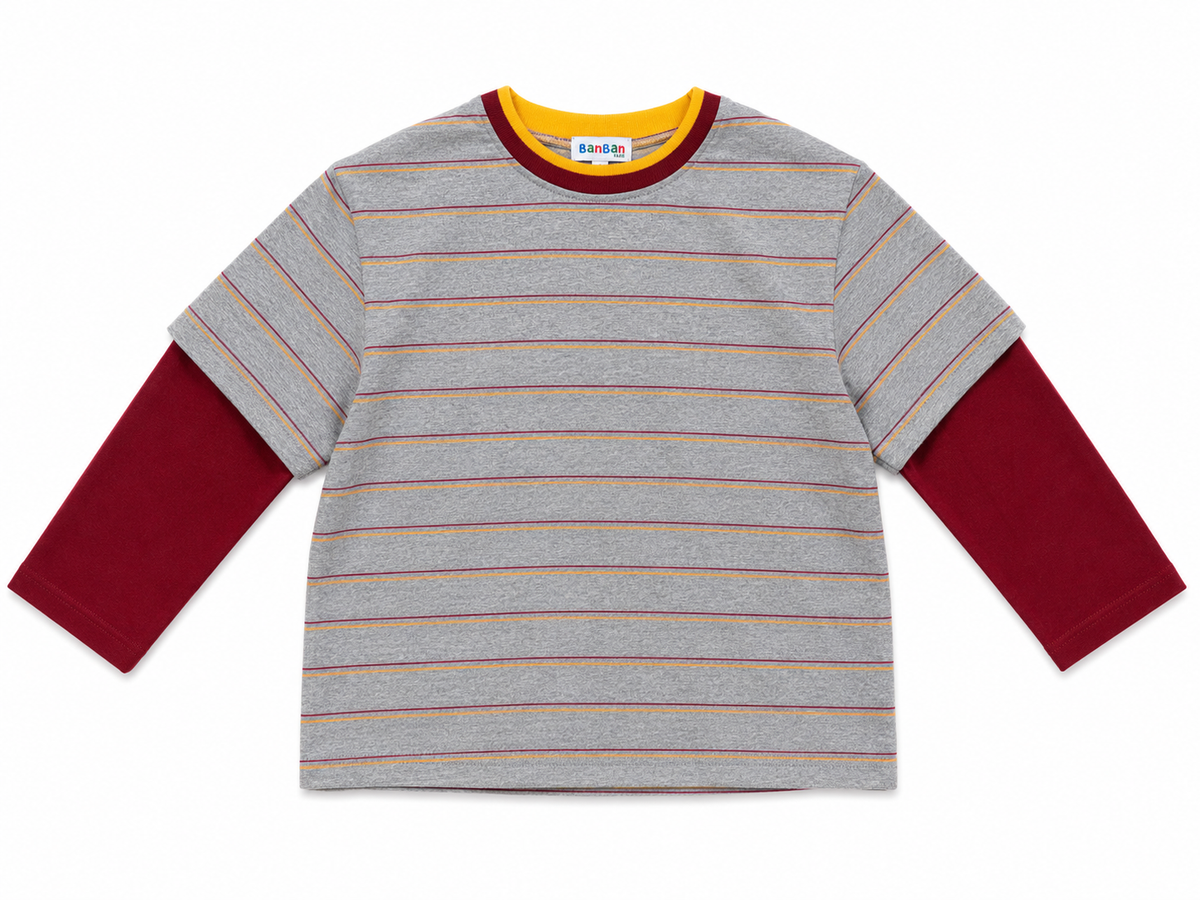 Long-Sleeved T-Shirt with Two-Piece Effect
