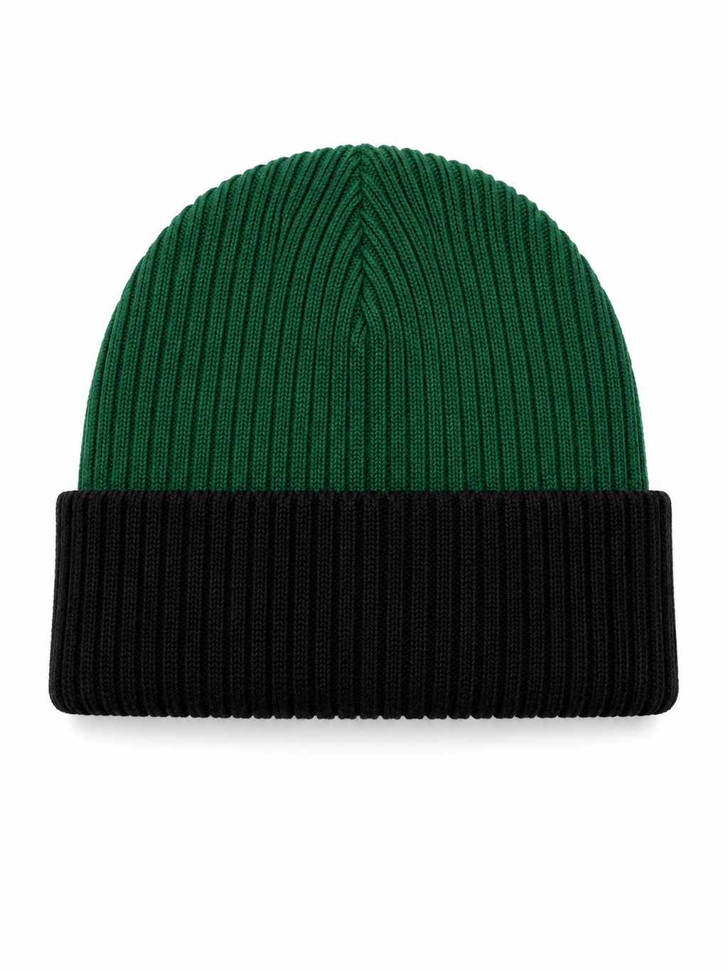 Two-Tone Signature Beanie Forest Green & Black