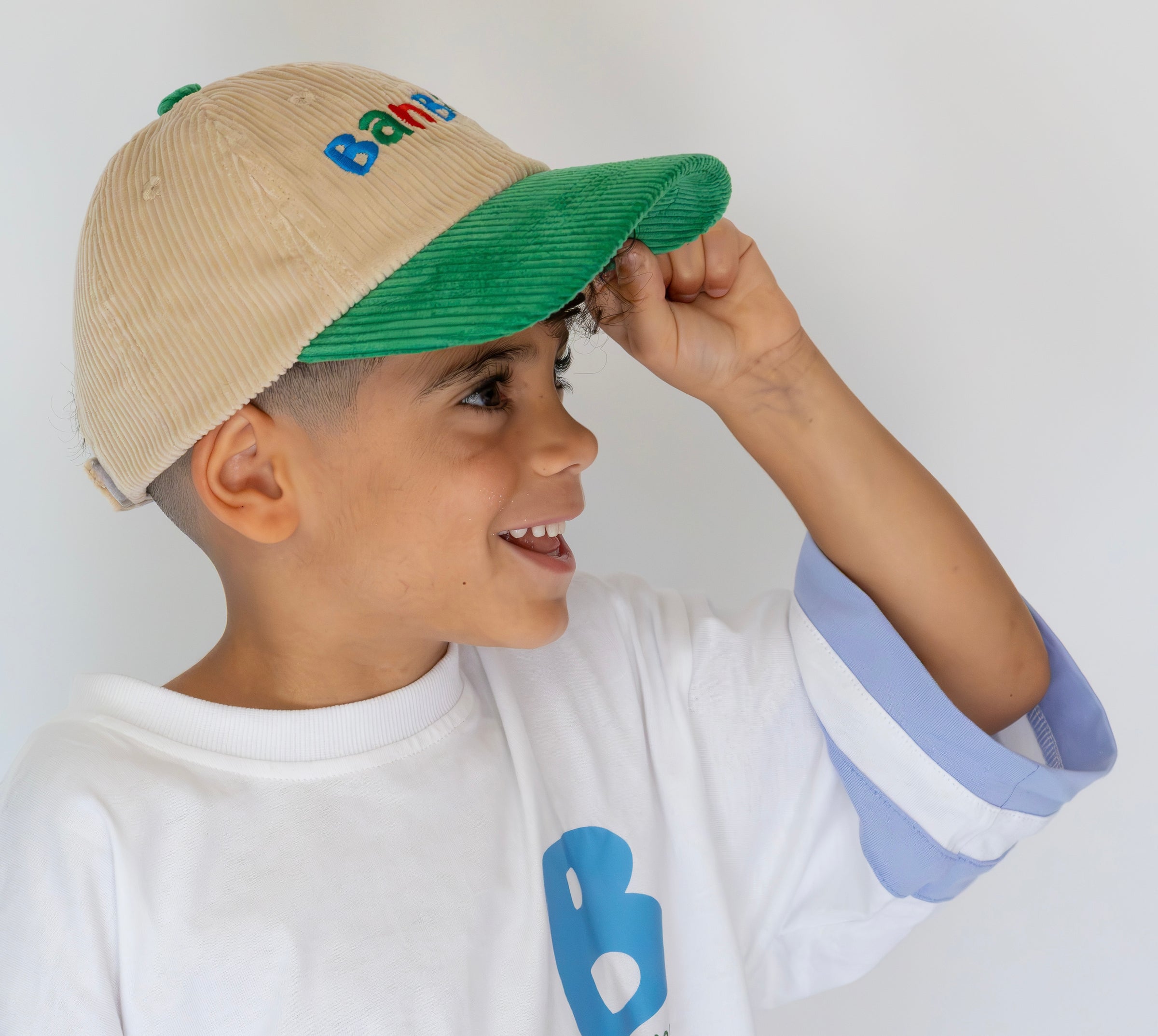 Two-Tone Ecru & Green Cap