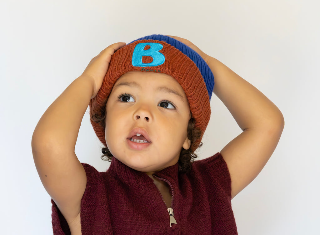 Signature Beanie Royal Blue & Terracotta